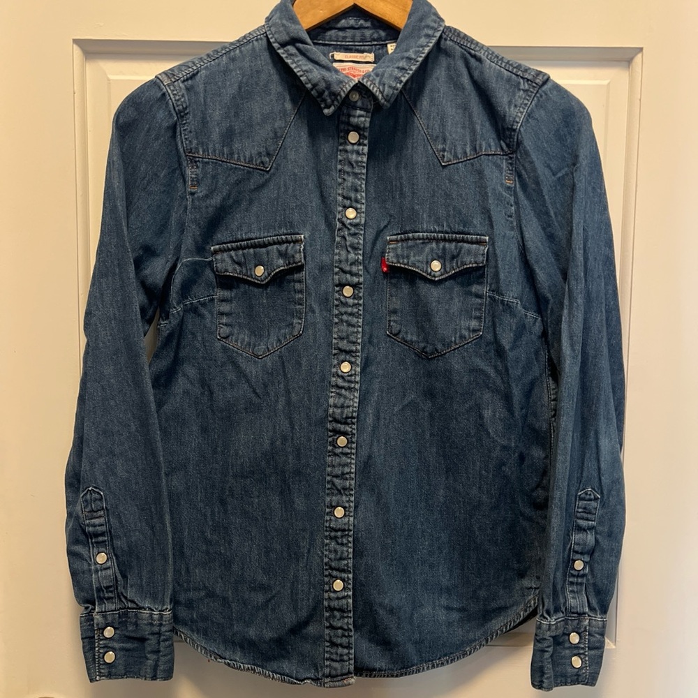 Levi's Western Indigo Denim Classic Fit Shirt with Snap Buttons size M